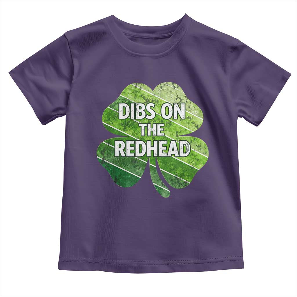 Funny Irish St Patricks Day Dibs On The Redhead Toddler T Shirt Retro Vintage Lucky Shamrock
