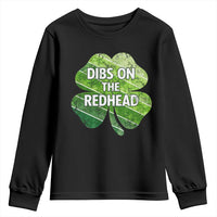 Funny Irish St Patricks Day Dibs On The Redhead Youth Sweatshirt Retro Vintage Lucky Shamrock