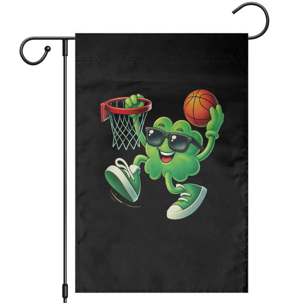 Basketball St Patricks Day Garden Flag Cute Irish Shamrock Playing Basketball Player Team Boys