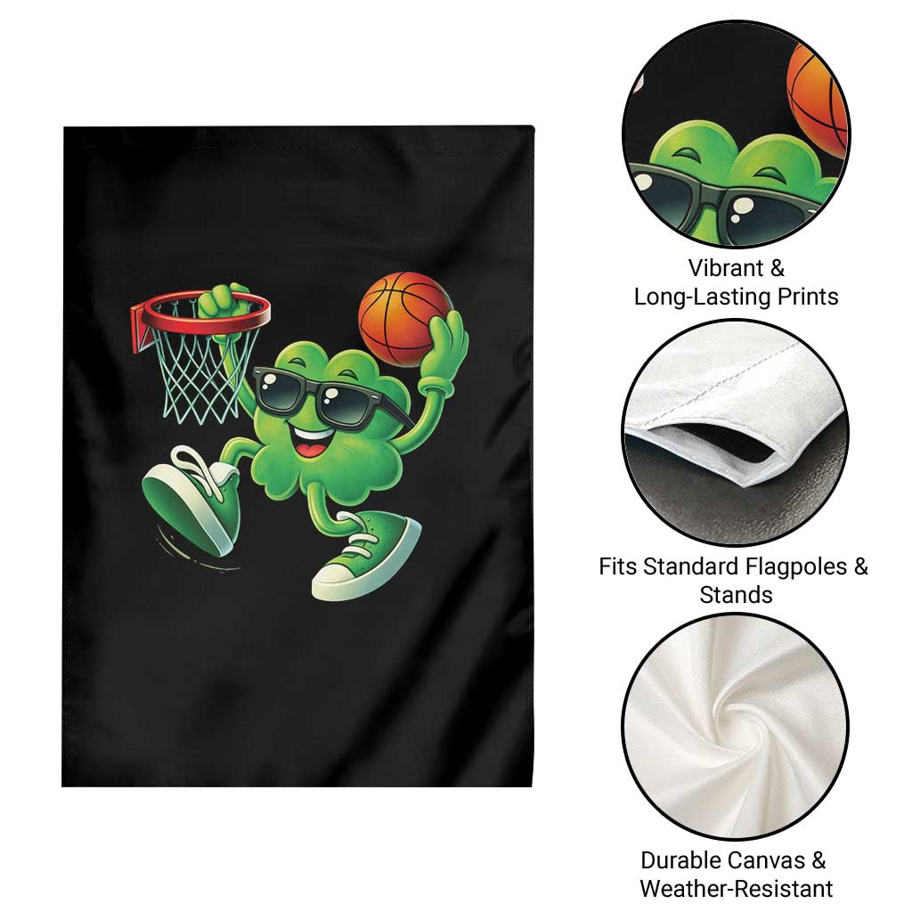 Basketball St Patricks Day Garden Flag Cute Irish Shamrock Playing Basketball Player Team Boys