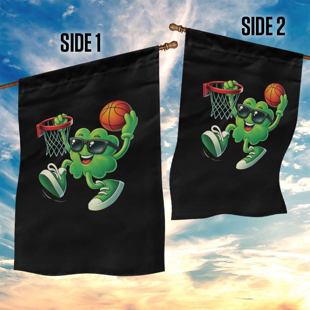 Basketball St Patricks Day Garden Flag Cute Irish Shamrock Playing Basketball Player Team Boys