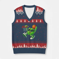 Basketball St Patricks Day V-Neck Knit Sweater Vest Cute Irish Shamrock Playing Basketball Player Team Boys