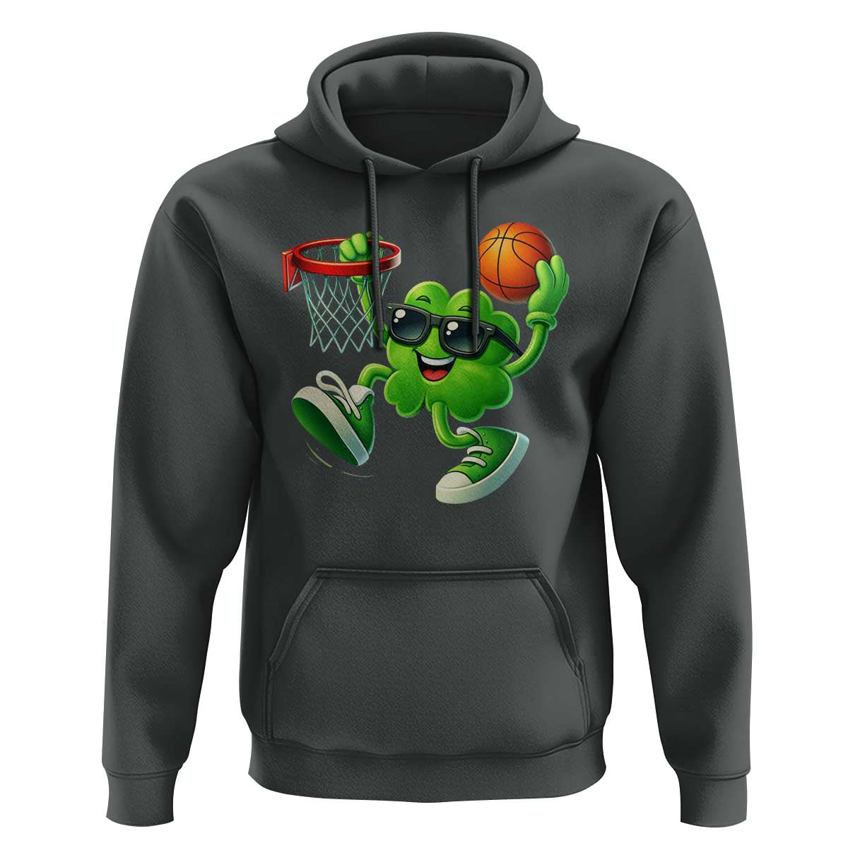 Basketball St Patricks Day Hoodie Cute Irish Shamrock Playing Basketball Player Team Boys