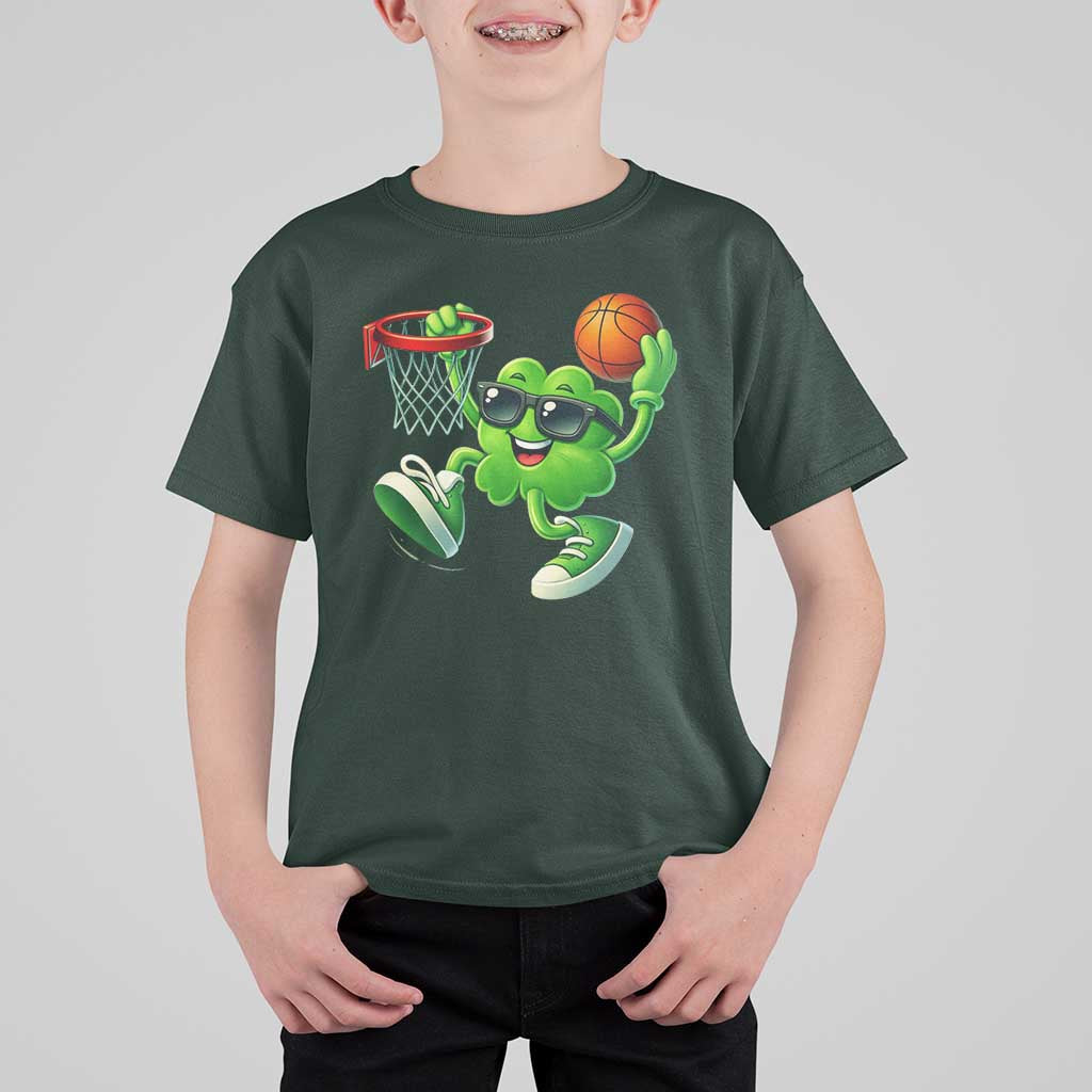 Basketball St Patricks Day T Shirt For Kid Cute Irish Shamrock Playing Basketball Player Team Boys