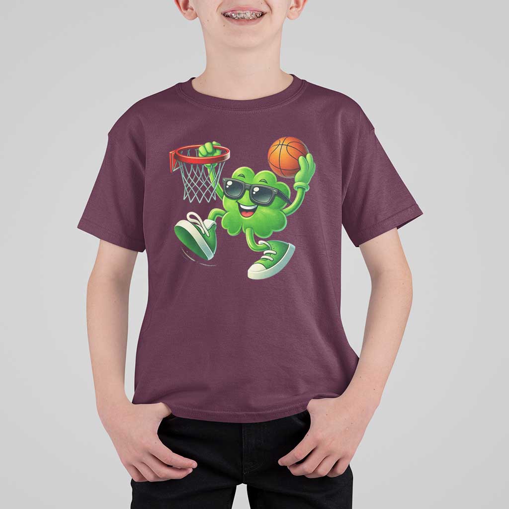 Basketball St Patricks Day T Shirt For Kid Cute Irish Shamrock Playing Basketball Player Team Boys