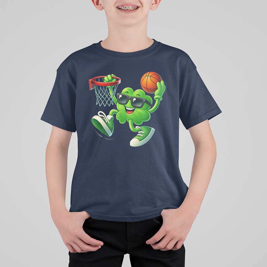 Basketball St Patricks Day T Shirt For Kid Cute Irish Shamrock Playing Basketball Player Team Boys