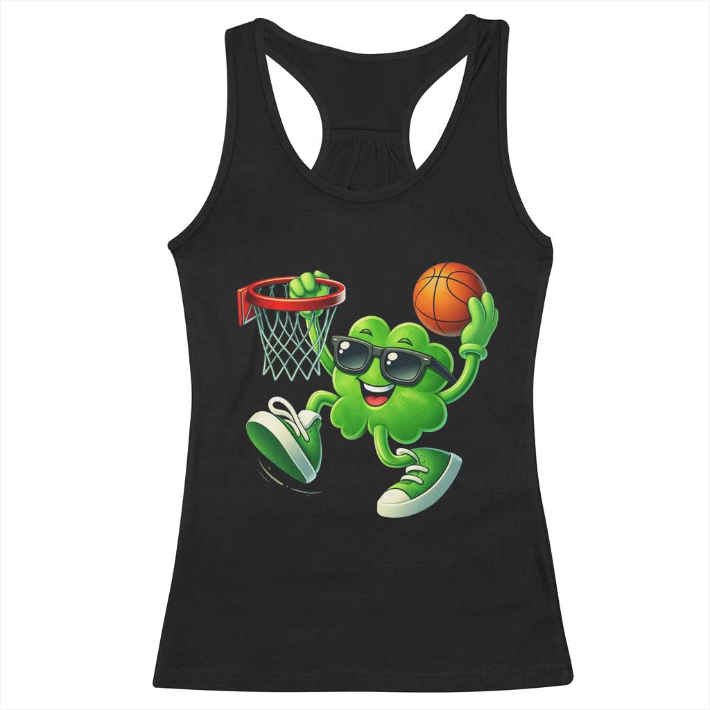 Basketball St Patricks Day Racerback Tank Top Cute Irish Shamrock Playing Basketball Player Team Boys