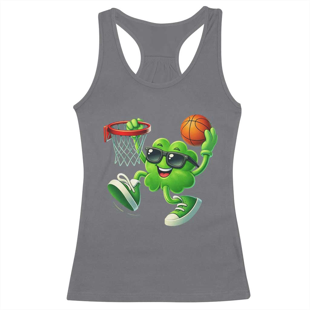 Basketball St Patricks Day Racerback Tank Top Cute Irish Shamrock Playing Basketball Player Team Boys