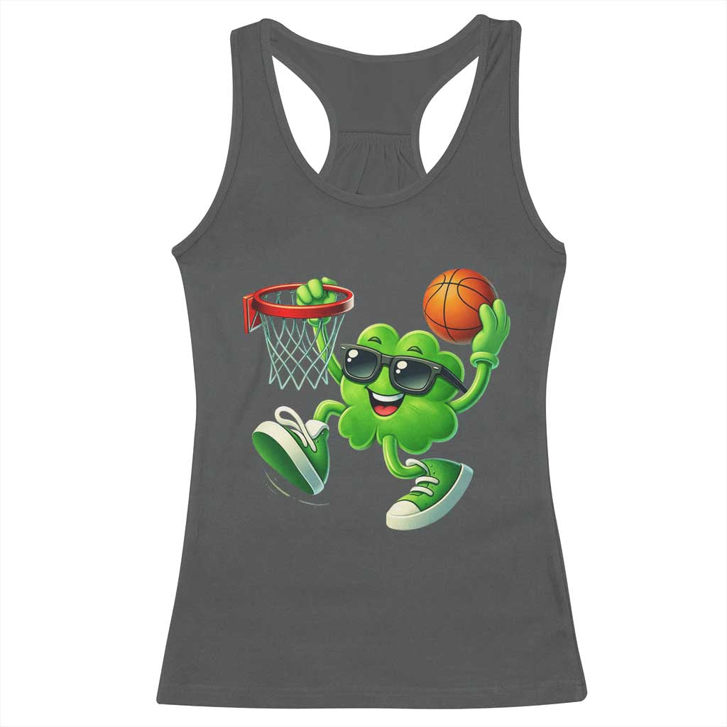 Basketball St Patricks Day Racerback Tank Top Cute Irish Shamrock Playing Basketball Player Team Boys