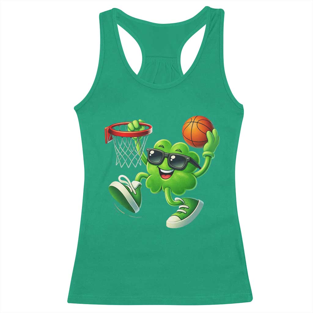 Basketball St Patricks Day Racerback Tank Top Cute Irish Shamrock Playing Basketball Player Team Boys