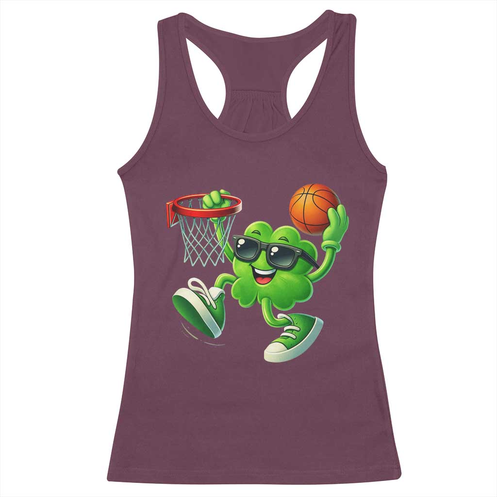 Basketball St Patricks Day Racerback Tank Top Cute Irish Shamrock Playing Basketball Player Team Boys