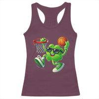 Basketball St Patricks Day Racerback Tank Top Cute Irish Shamrock Playing Basketball Player Team Boys