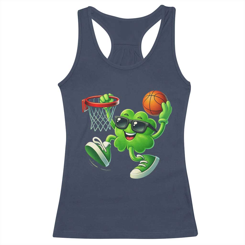 Basketball St Patricks Day Racerback Tank Top Cute Irish Shamrock Playing Basketball Player Team Boys
