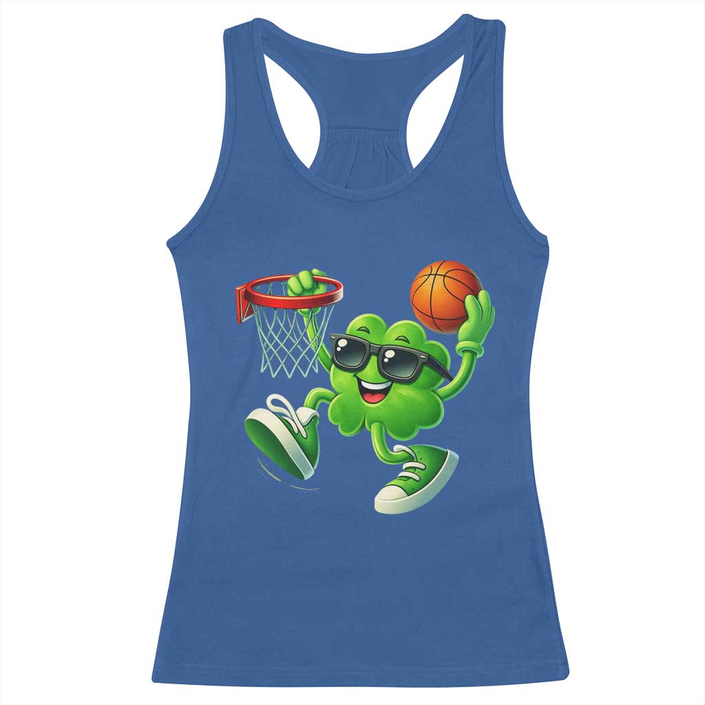 Basketball St Patricks Day Racerback Tank Top Cute Irish Shamrock Playing Basketball Player Team Boys