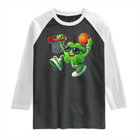 Basketball St Patricks Day Raglan Shirt Cute Irish Shamrock Playing Basketball Player Team Boys