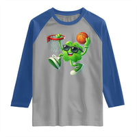 Basketball St Patricks Day Raglan Shirt Cute Irish Shamrock Playing Basketball Player Team Boys