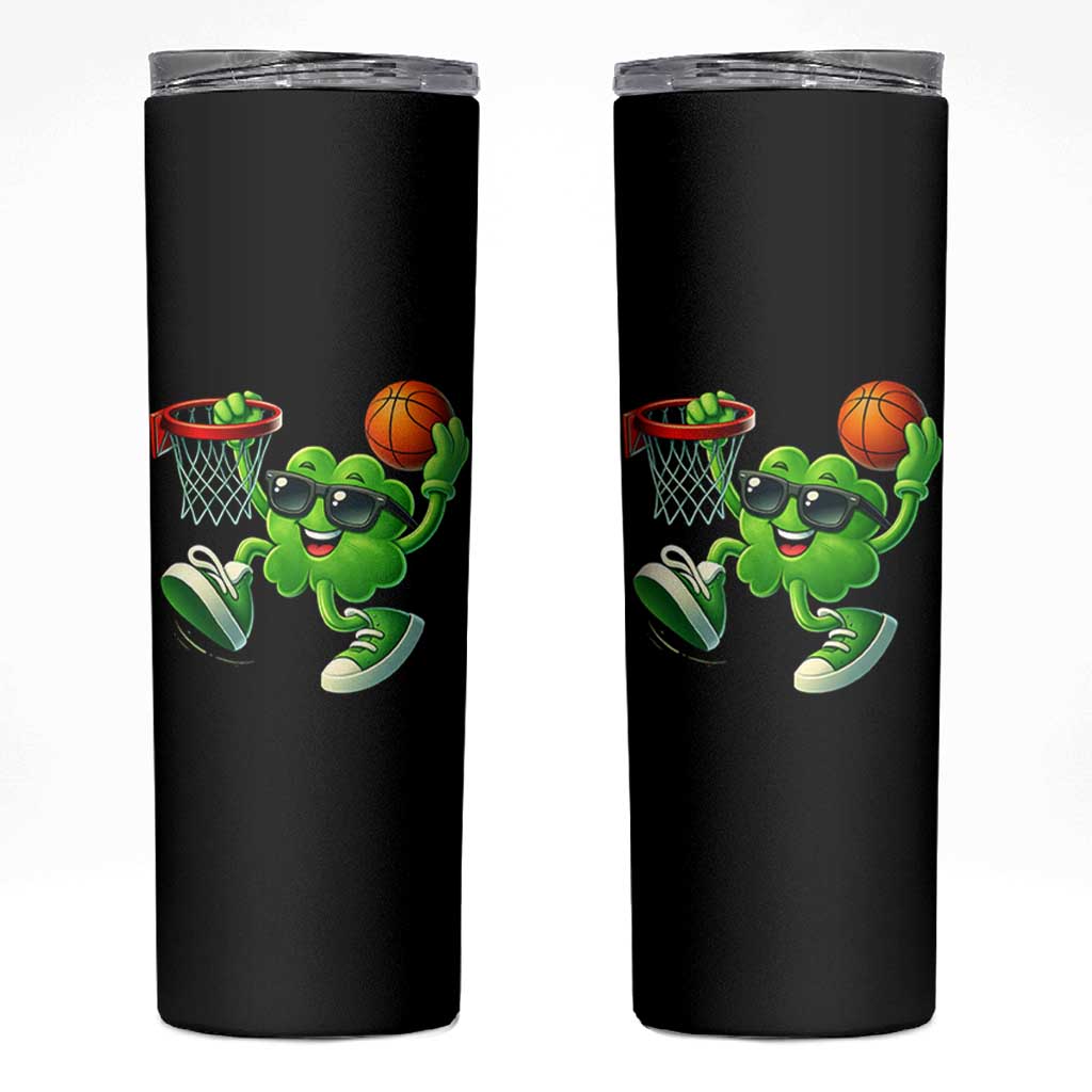 Basketball St Patricks Day Skinny Tumbler Cute Irish Shamrock Playing Basketball Player Team Boys