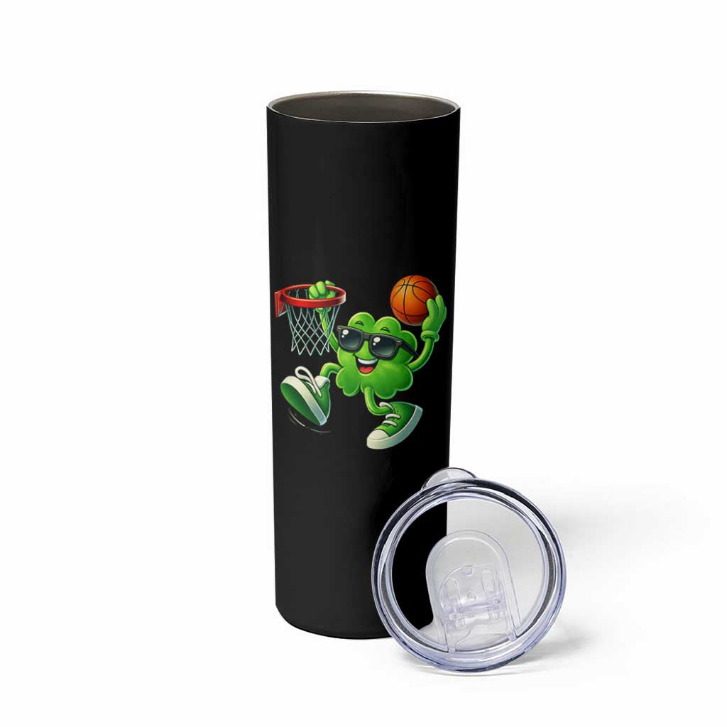 Basketball St Patricks Day Skinny Tumbler Cute Irish Shamrock Playing Basketball Player Team Boys