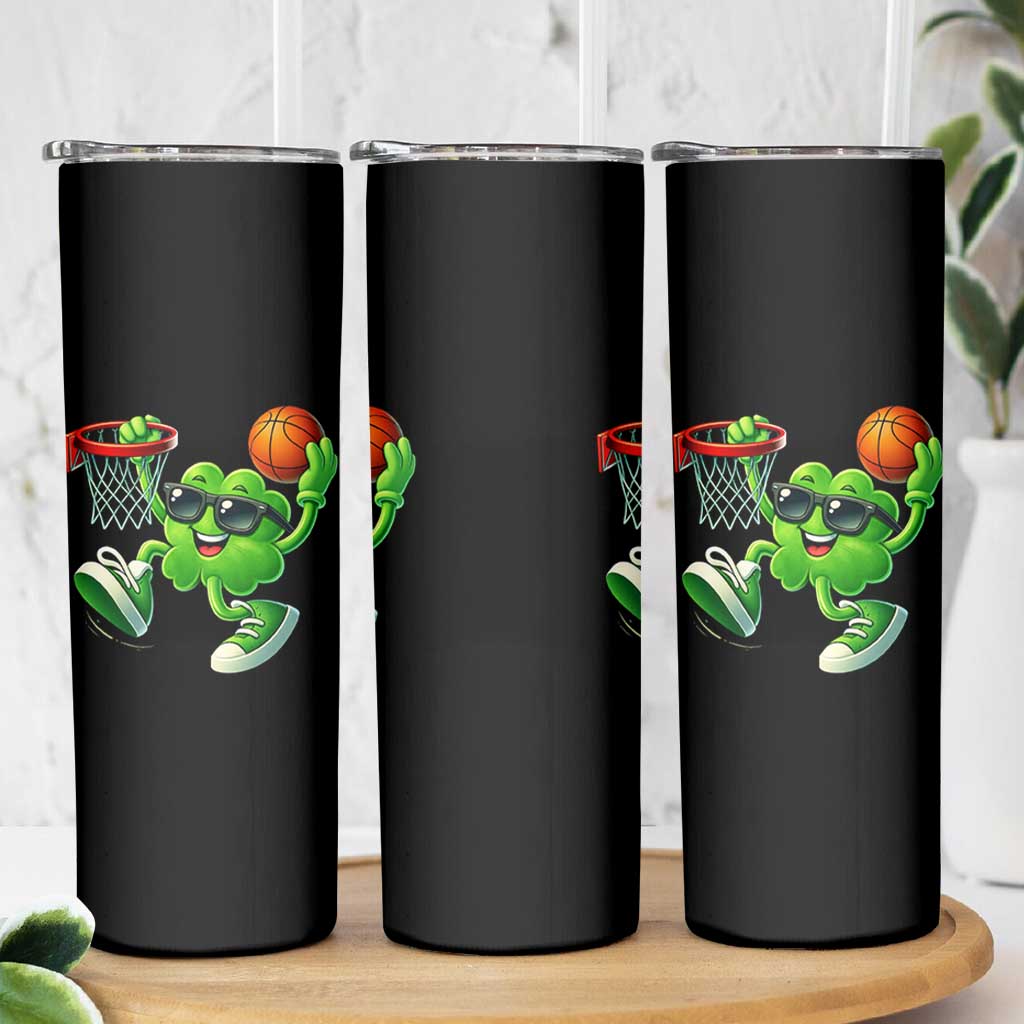 Basketball St Patricks Day Skinny Tumbler Cute Irish Shamrock Playing Basketball Player Team Boys
