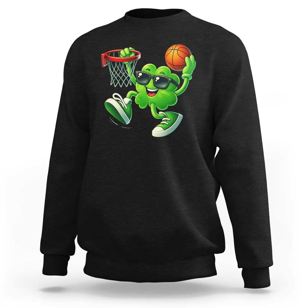 Basketball St Patricks Day Sweatshirt Cute Irish Shamrock Playing Basketball Player Team Boys