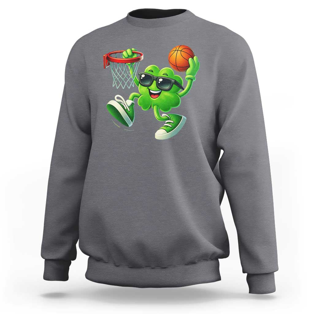 Basketball St Patricks Day Sweatshirt Cute Irish Shamrock Playing Basketball Player Team Boys
