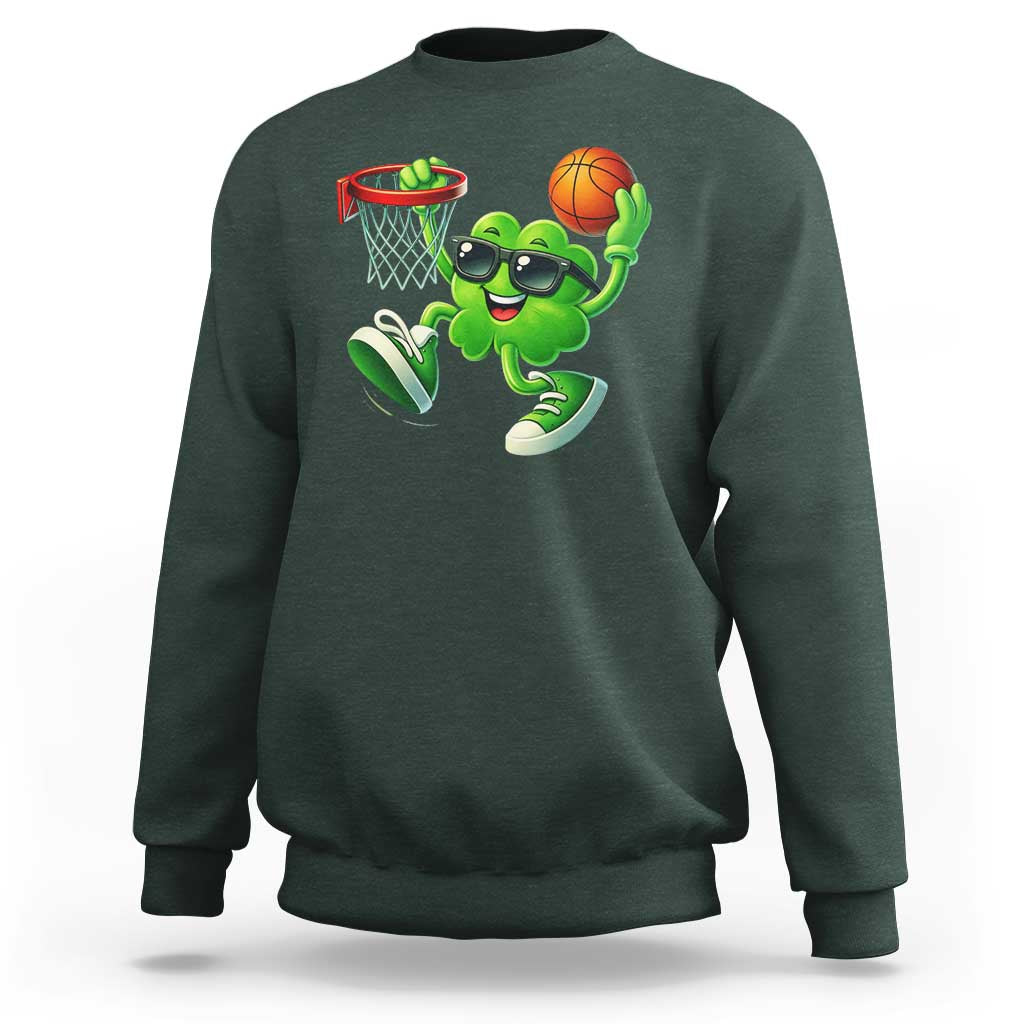 Basketball St Patricks Day Sweatshirt Cute Irish Shamrock Playing Basketball Player Team Boys