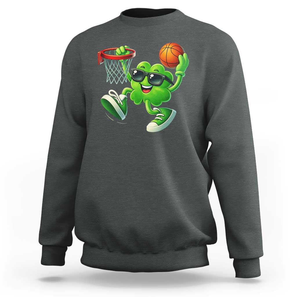 Basketball St Patricks Day Sweatshirt Cute Irish Shamrock Playing Basketball Player Team Boys