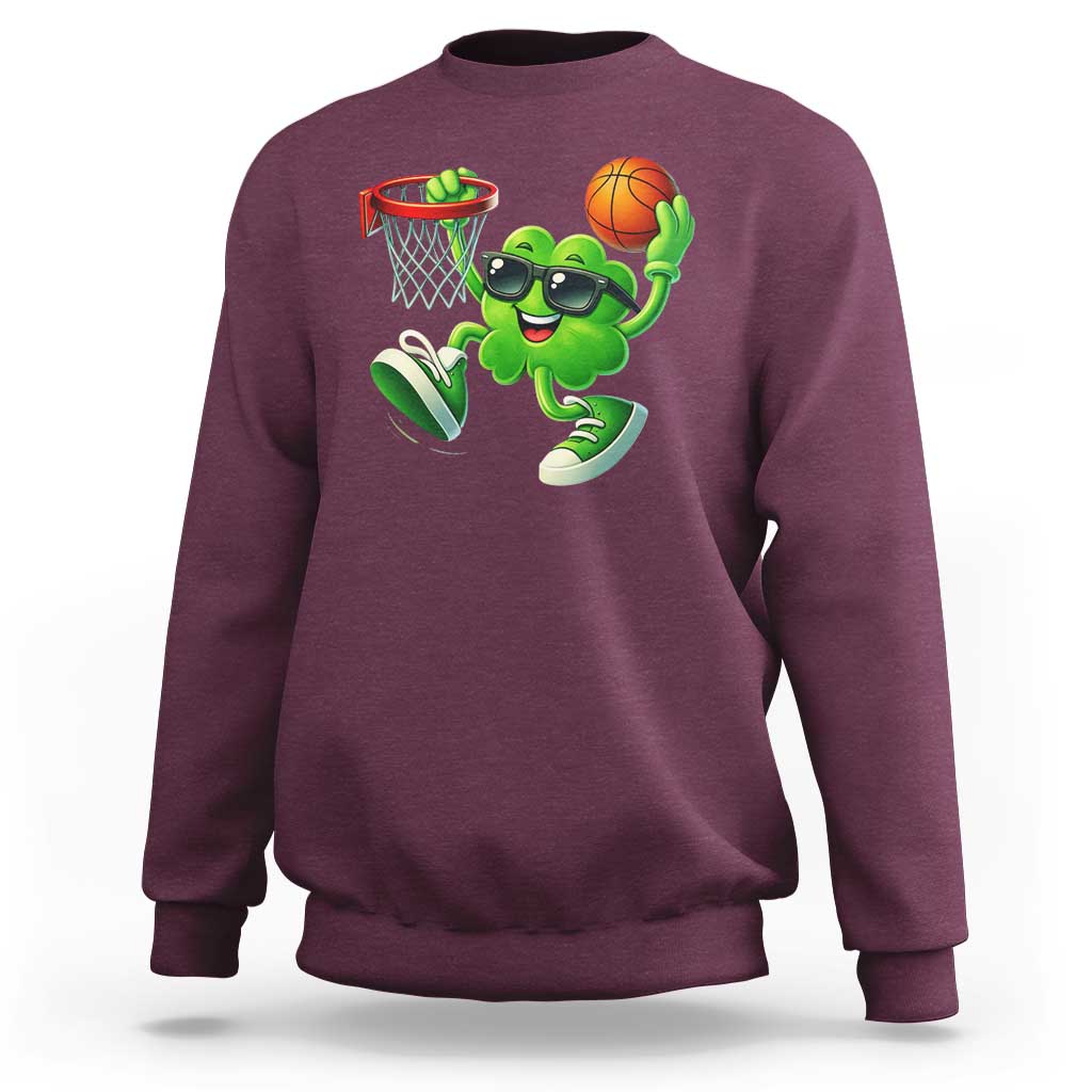 Basketball St Patricks Day Sweatshirt Cute Irish Shamrock Playing Basketball Player Team Boys