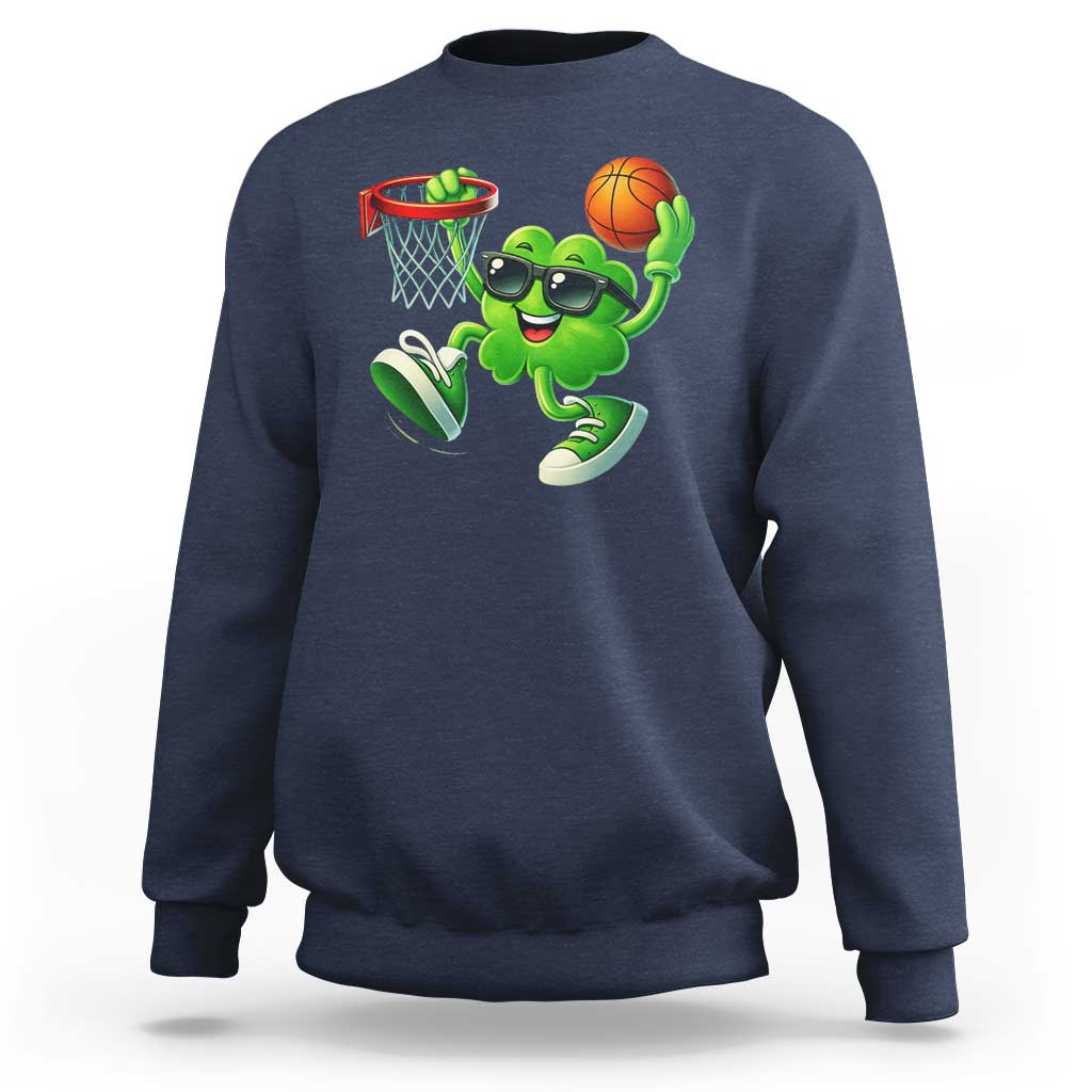 Basketball St Patricks Day Sweatshirt Cute Irish Shamrock Playing Basketball Player Team Boys