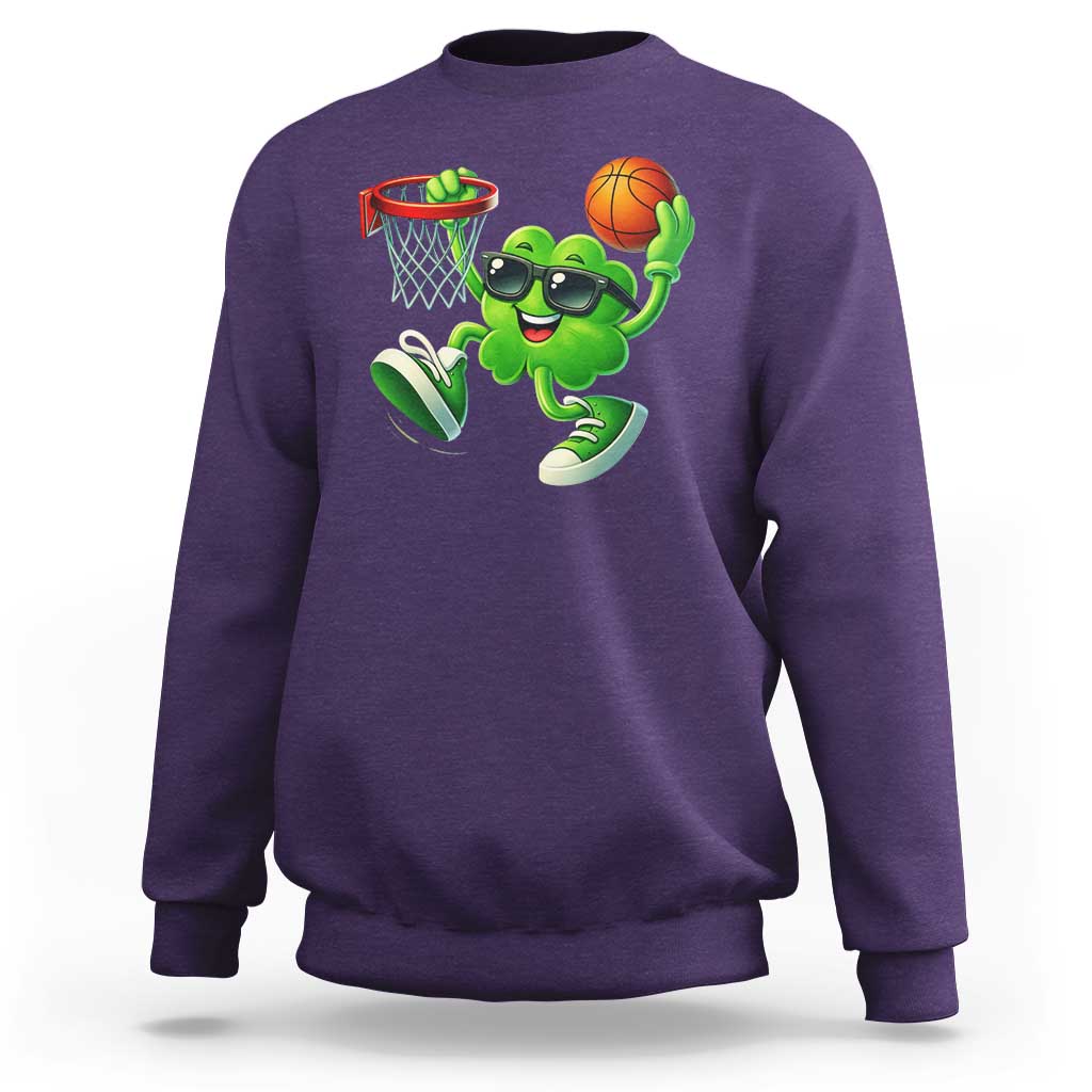 Basketball St Patricks Day Sweatshirt Cute Irish Shamrock Playing Basketball Player Team Boys