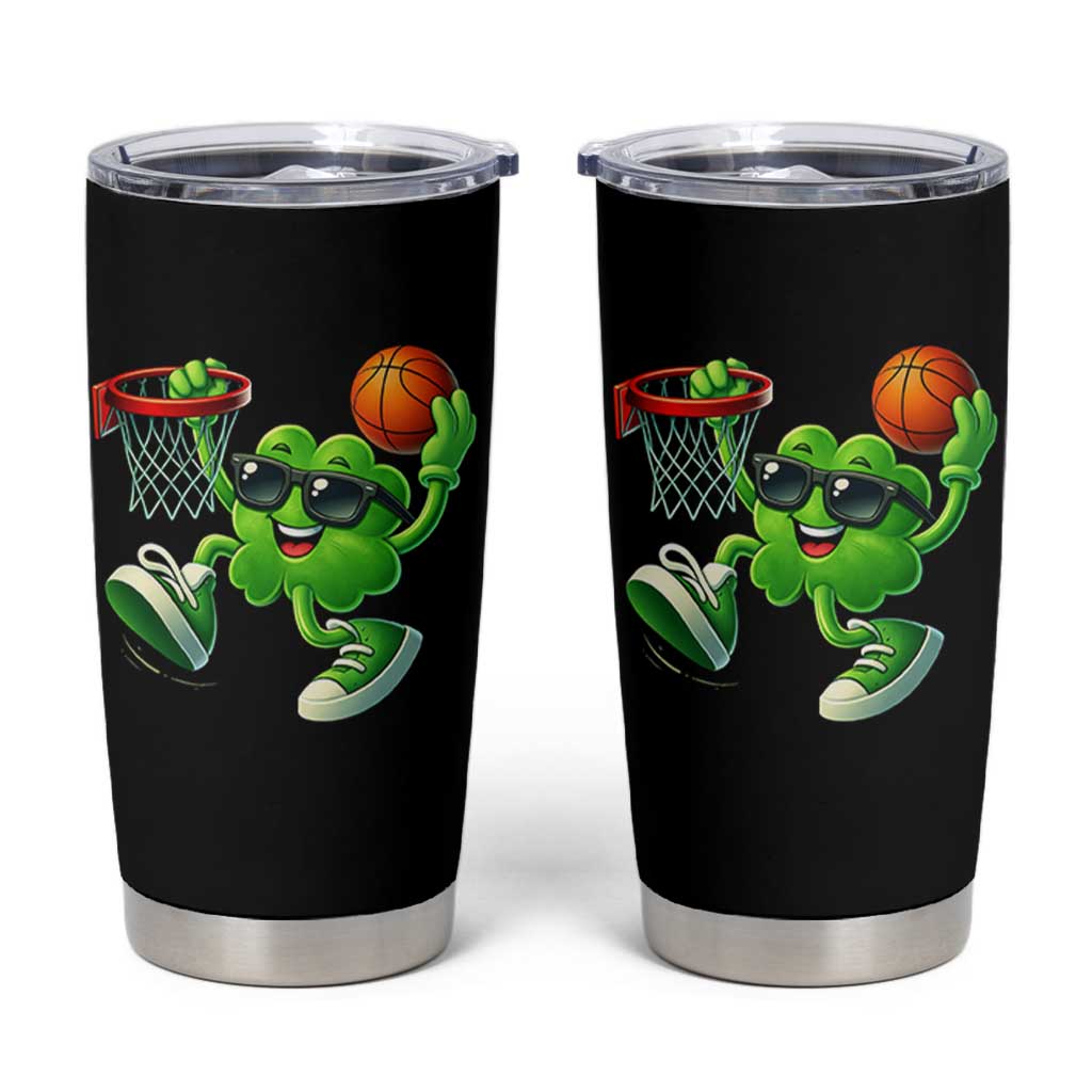 Basketball St Patricks Day Tumbler Cup Cute Irish Shamrock Playing Basketball Player Team Boys