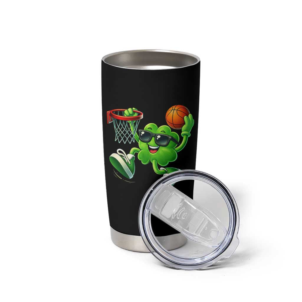 Basketball St Patricks Day Tumbler Cup Cute Irish Shamrock Playing Basketball Player Team Boys