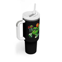 Basketball St Patricks Day Tumbler With Handle Cute Irish Shamrock Playing Basketball Player Team Boys
