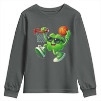 Basketball St Patricks Day Youth Sweatshirt Cute Irish Shamrock Playing Basketball Player Team Boys