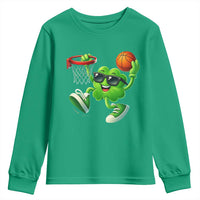 Basketball St Patricks Day Youth Sweatshirt Cute Irish Shamrock Playing Basketball Player Team Boys