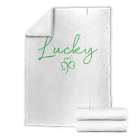 Lucky Irish Shamrock Throw Blanket St Patricks Day Letter Print Lightweight