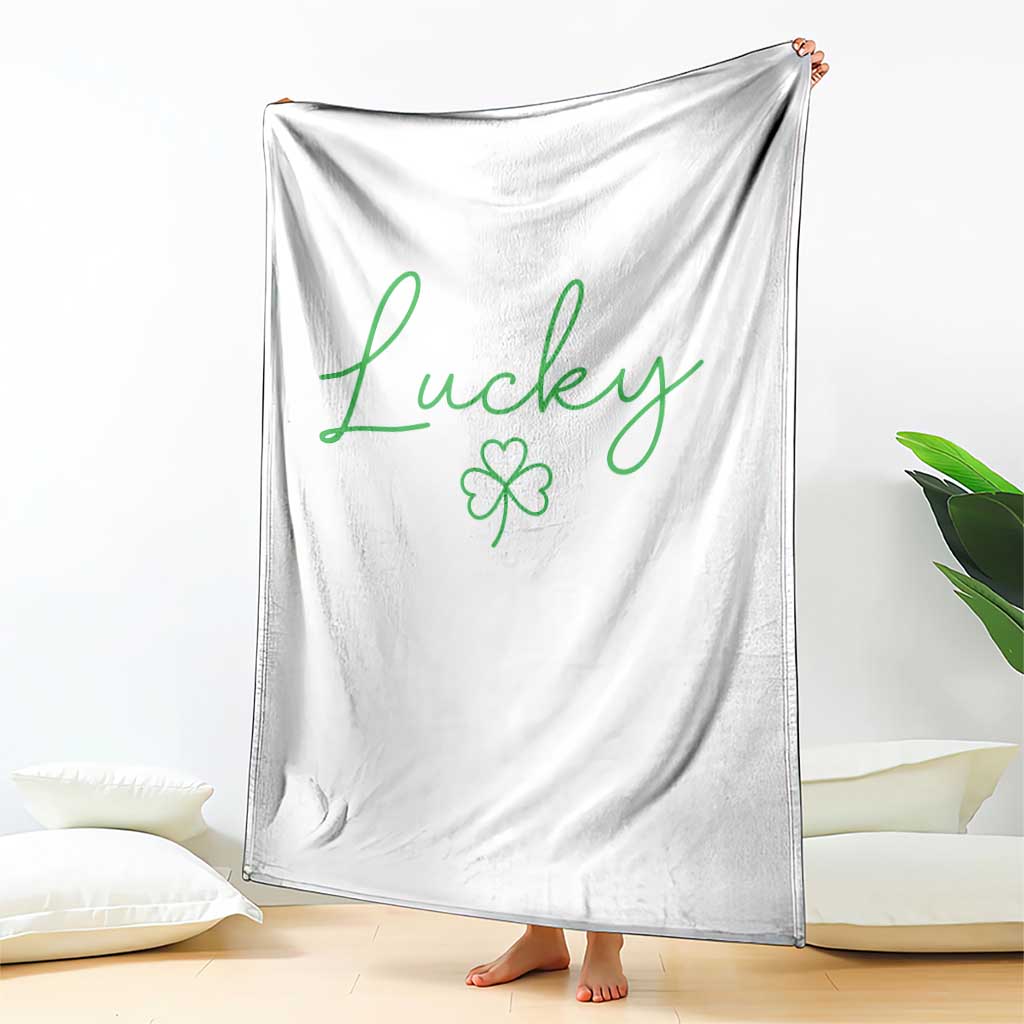 Lucky Irish Shamrock Throw Blanket St Patricks Day Letter Print Lightweight