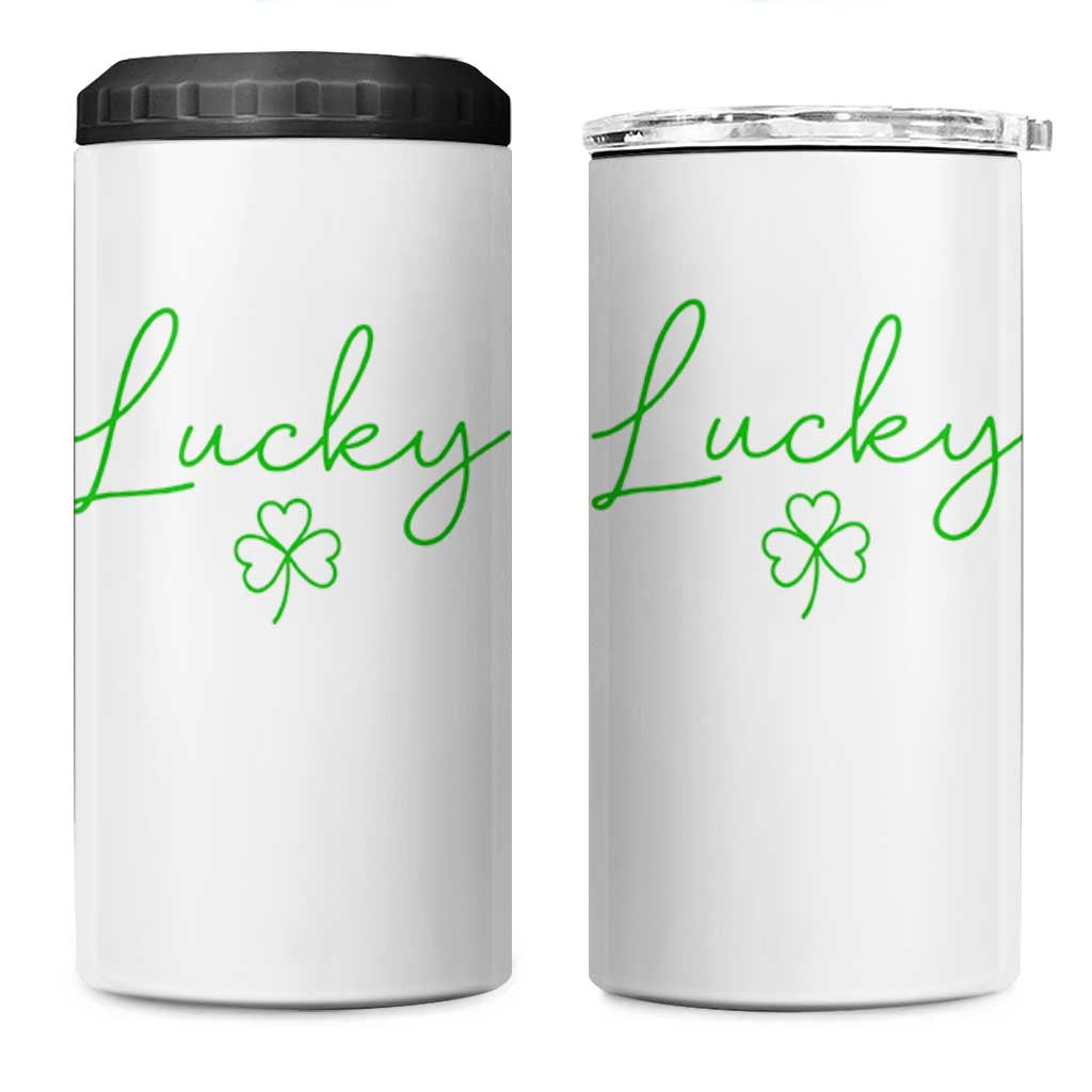Lucky Irish Shamrock 4 in 1 Can Cooler Tumbler St Patricks Day Letter Print Lightweight