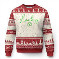 Lucky Irish Shamrock Ugly Christmas Sweater St Patricks Day Letter Print Lightweight