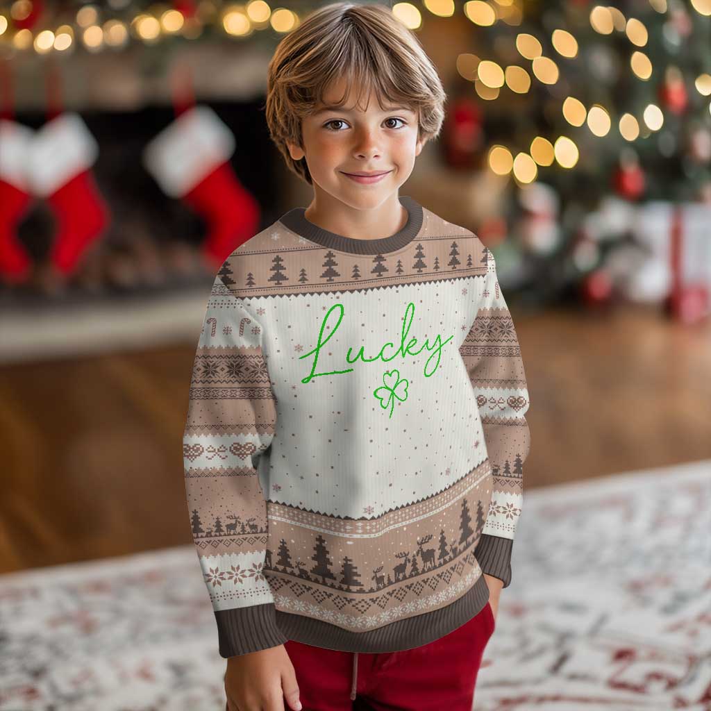 Lucky Irish Shamrock Ugly Christmas Sweater St Patricks Day Letter Print Lightweight