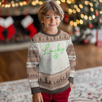 Lucky Irish Shamrock Ugly Christmas Sweater St Patricks Day Letter Print Lightweight