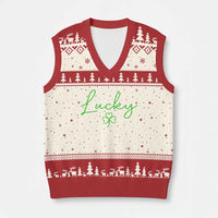 Lucky Irish Shamrock V-Neck Knit Sweater Vest St Patricks Day Letter Print Lightweight