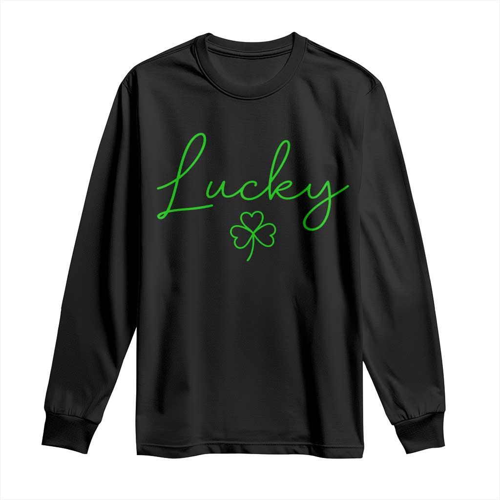 Lucky Irish Shamrock Long Sleeve Shirt St Patricks Day Letter Print Lightweight