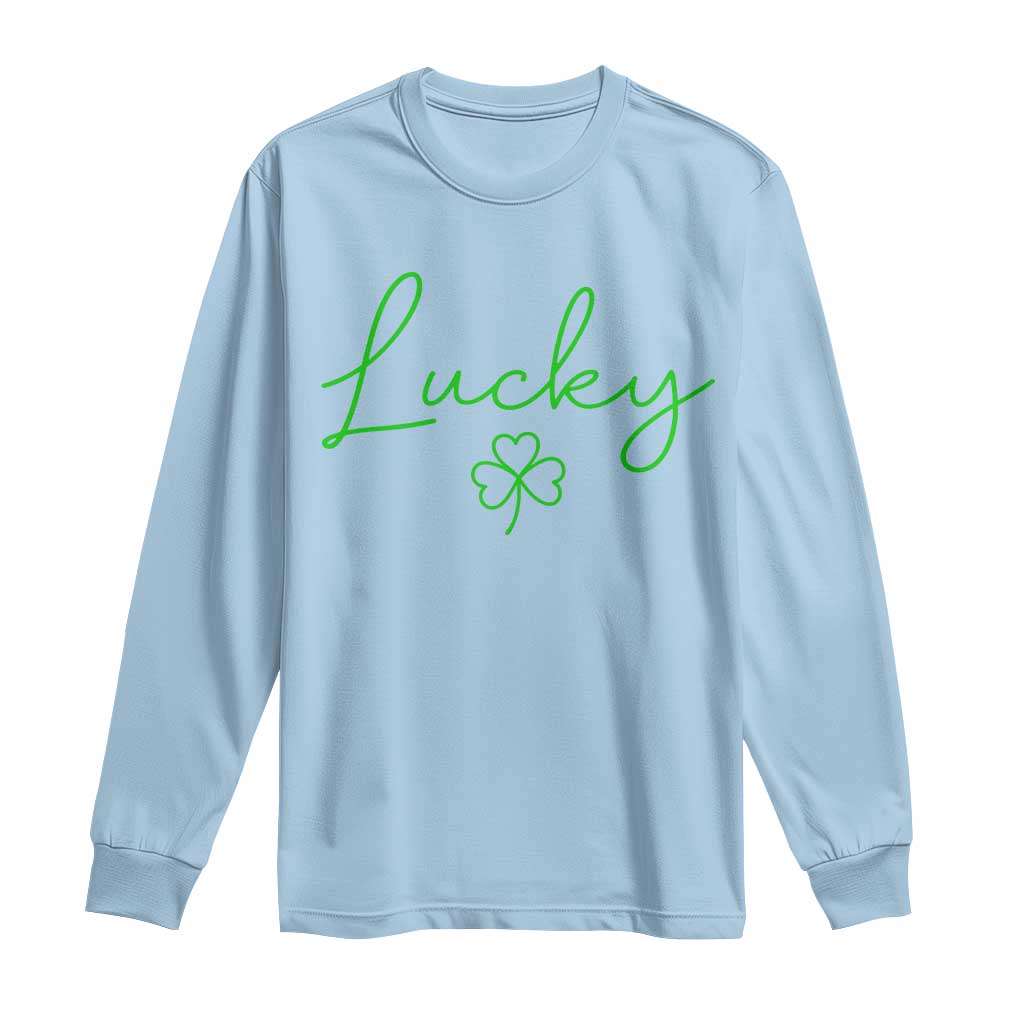 Lucky Irish Shamrock Long Sleeve Shirt St Patricks Day Letter Print Lightweight