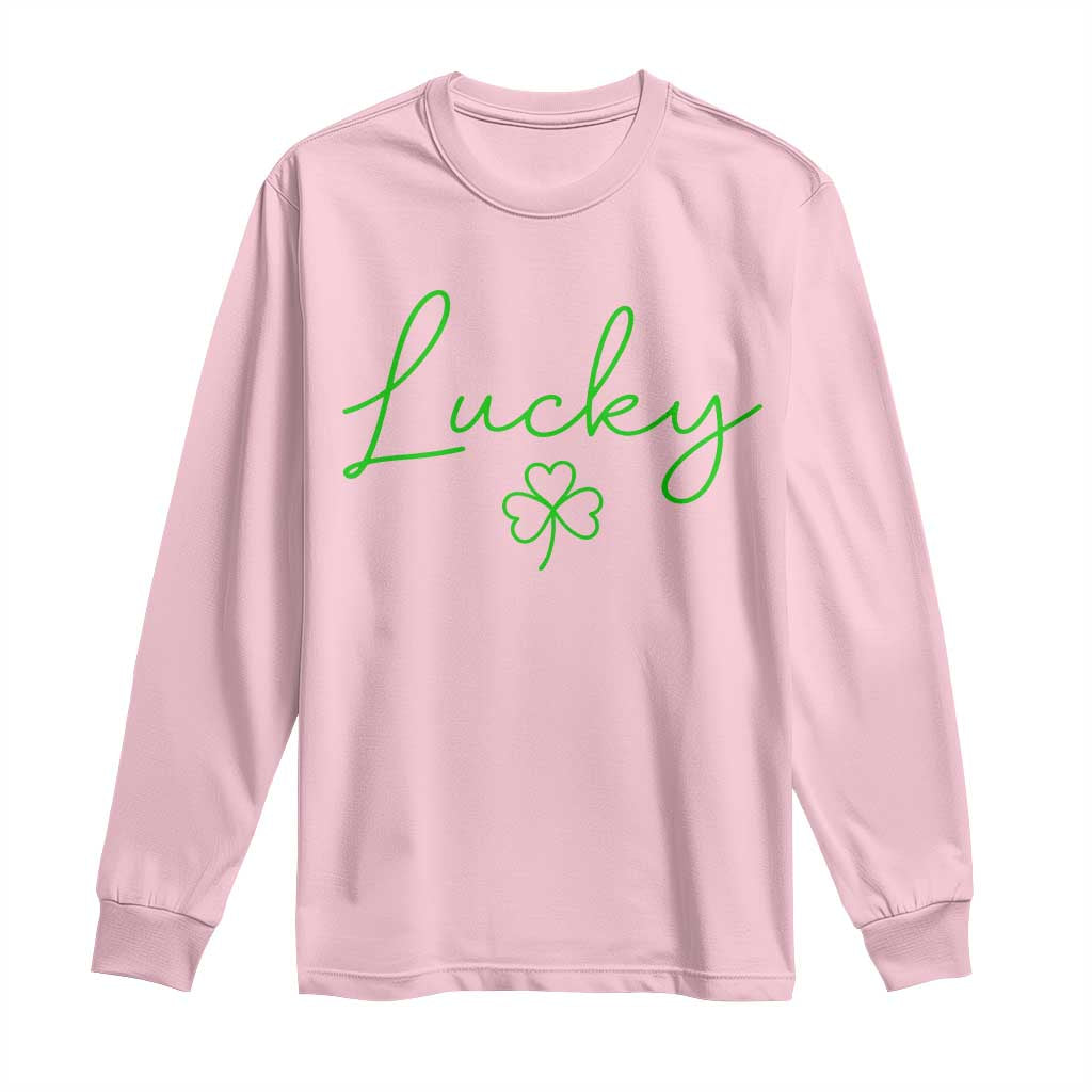 Lucky Irish Shamrock Long Sleeve Shirt St Patricks Day Letter Print Lightweight