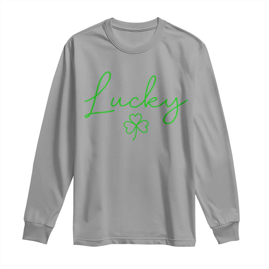 Lucky Irish Shamrock Long Sleeve Shirt St Patricks Day Letter Print Lightweight