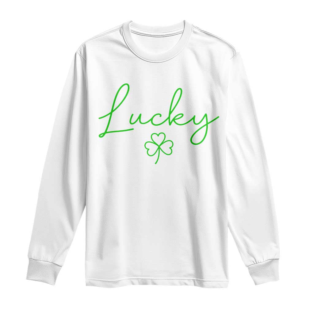 Lucky Irish Shamrock Long Sleeve Shirt St Patricks Day Letter Print Lightweight