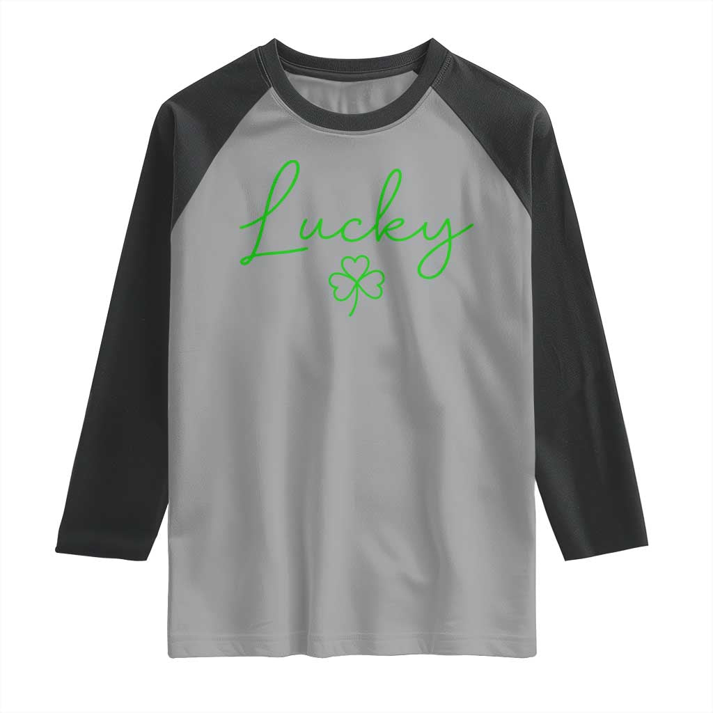 Lucky Irish Shamrock Raglan Shirt St Patricks Day Letter Print Lightweight