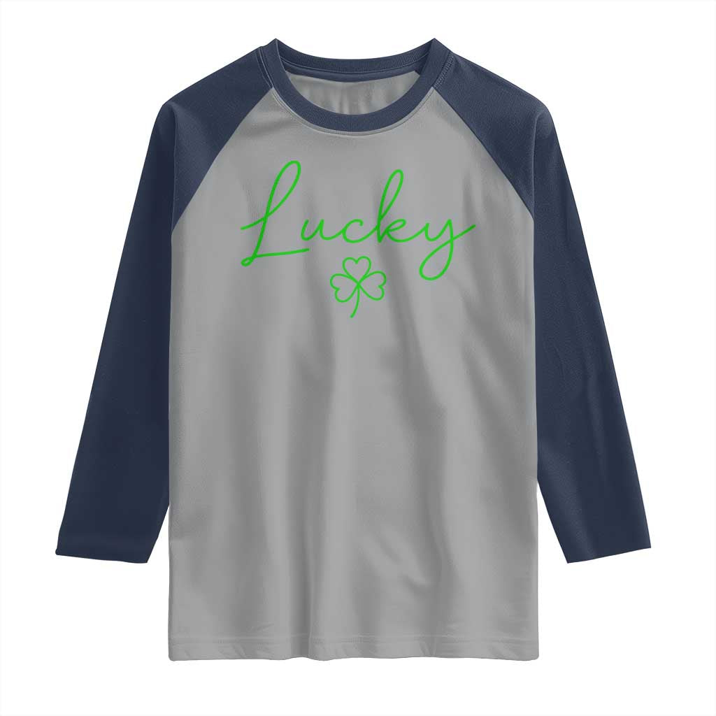 Lucky Irish Shamrock Raglan Shirt St Patricks Day Letter Print Lightweight