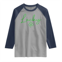 Lucky Irish Shamrock Raglan Shirt St Patricks Day Letter Print Lightweight